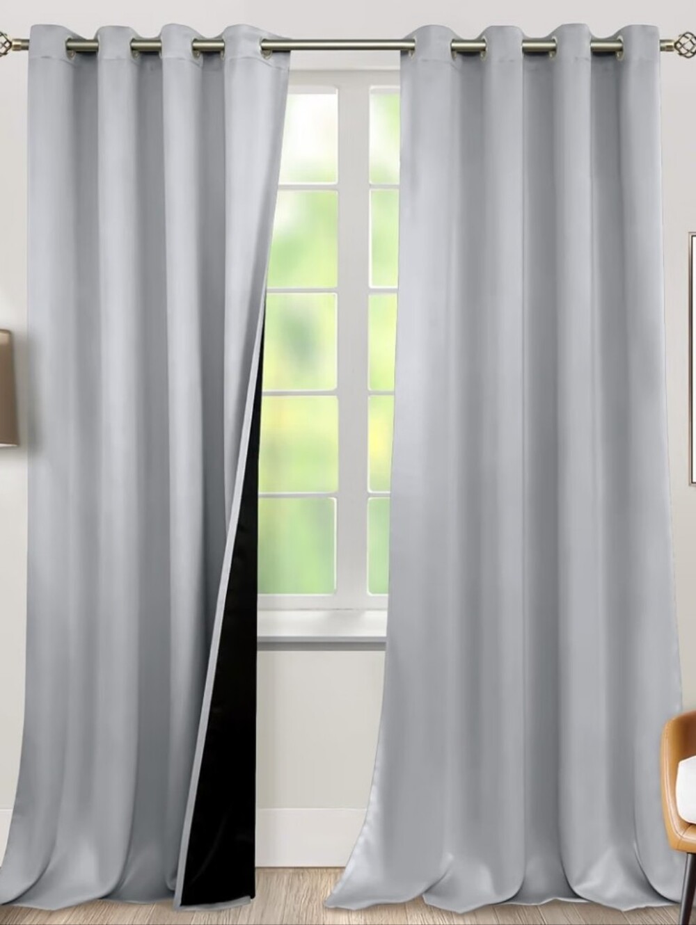 Blackout Curtains, 2 Panels, 108" Long, 52" Wide, Light Grey, NWT